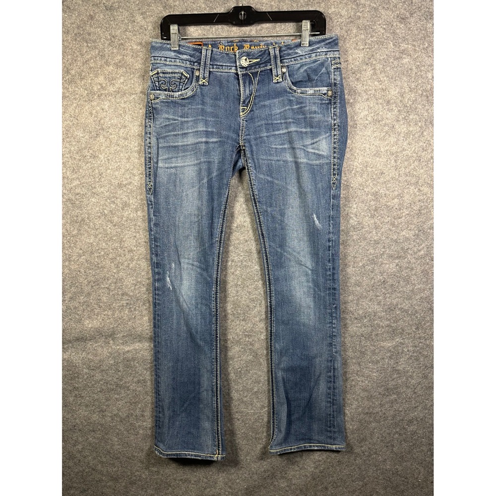 Rock Revival Debbie Bootcut Jeans Womens 29 Blue Denim Distressed Low Rise Y2K‎